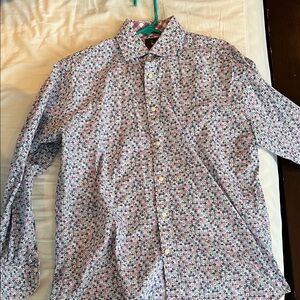 Tailorbyrd Men's Floral Button Down Shirt - Blue and Pink